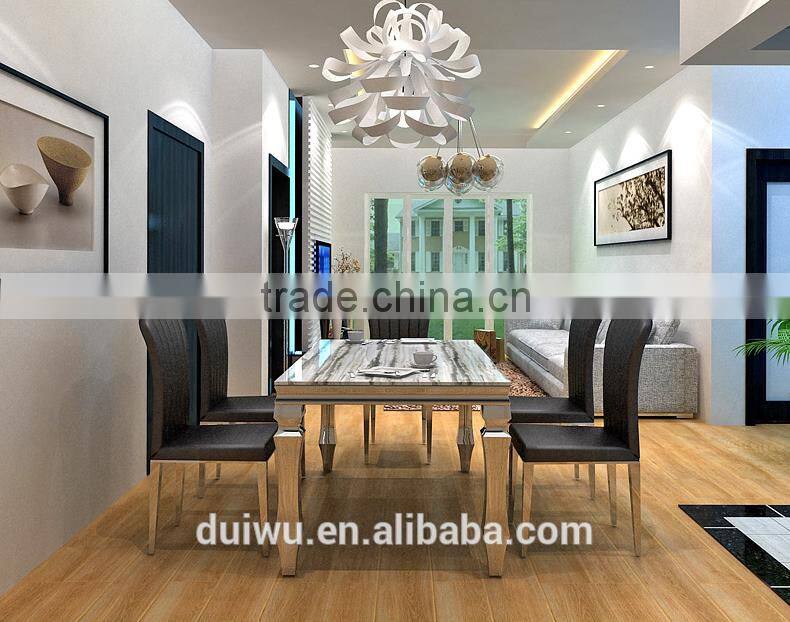 Modern dining room furniture strong natural marble dining table set with 6 chairs