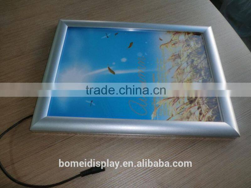 Advertising lit LED light box with aluminum snap frame