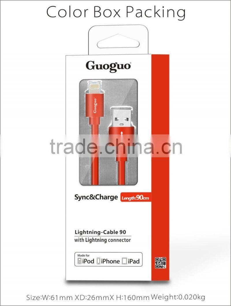 Wholesale promotion C48 connector PU leather braided high tranfer mfi usb cable