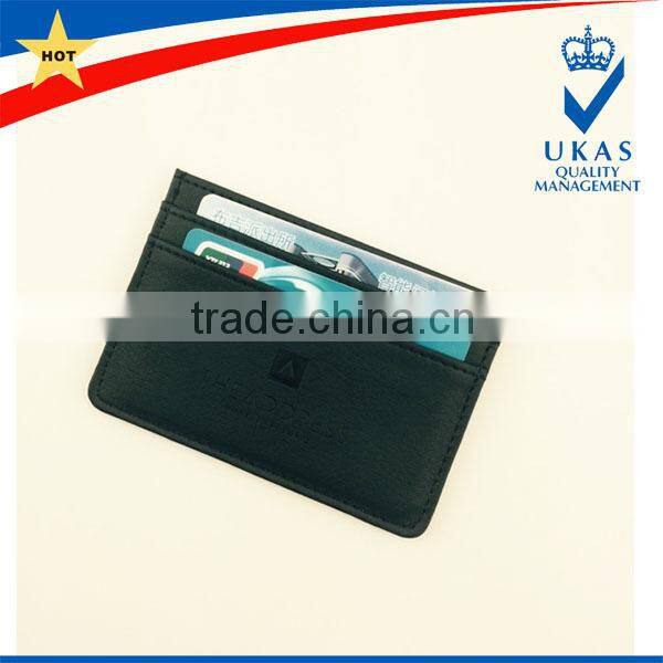 hot genuine leather card holder with 3 slots each side