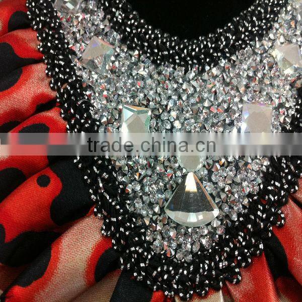 women jewelry beaded hotfix rhinestone necklace