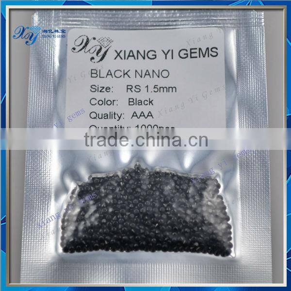 1.5mm round brilliant cut black nano stone loose gemstone for jewelry