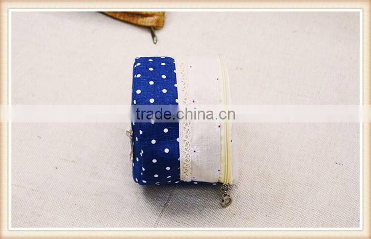 Cute round tissue box /cotton and linen desk storage cylinder tissue box