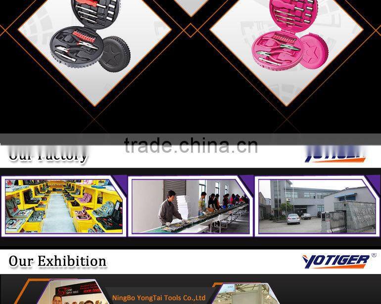 19pcs Mechanic tool set 1/4'' Dr. sockets bit holder 4.5'' long nose plier 6'' adjutable wrench