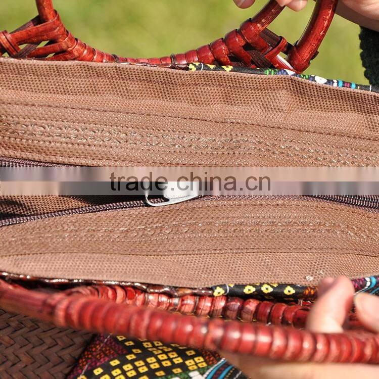 Hot selling cheap ladies handbag thailand straw bag for women vacation on beach bag