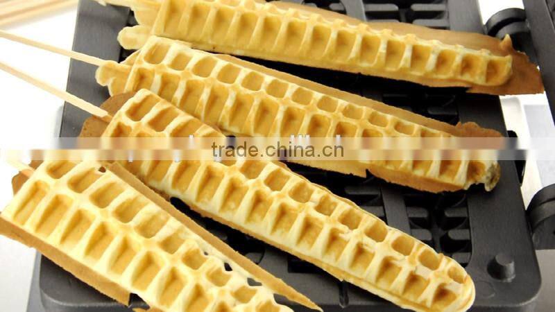 4pcs Commercial Use Non-stick 110v 220v Electric Lolly Waffle on A Stick Maker with Drip-tray