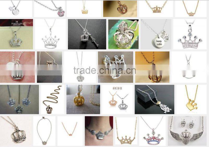High quality silver and gold crown pendant necklace
