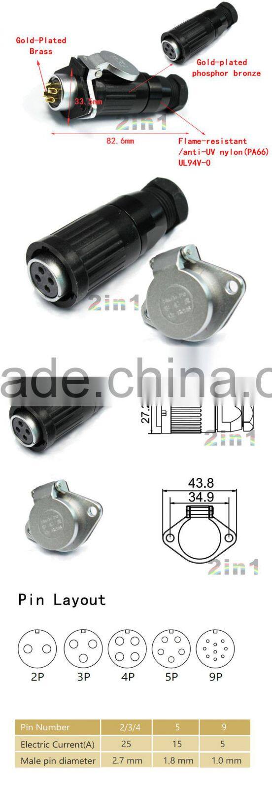 IP65 HK20 4pin aviation Connectors