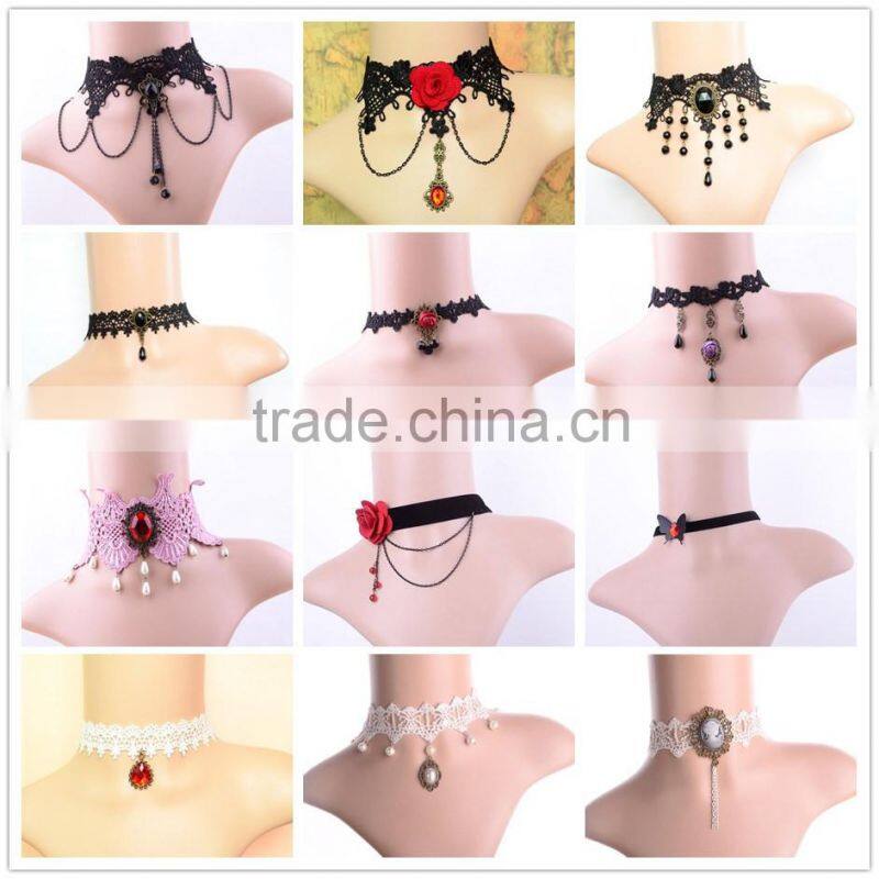 Calvaire black lace choker collar necklace