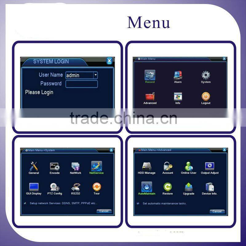 4 Channel HDMI DVR CCTV AHD DVR H.264 digital Video Recorder ONVIF for security CCTV camera