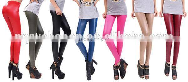 Shiny Metallic High Waist Black Stretchy PU Leather Leggings S/M/L/XL Plus Size