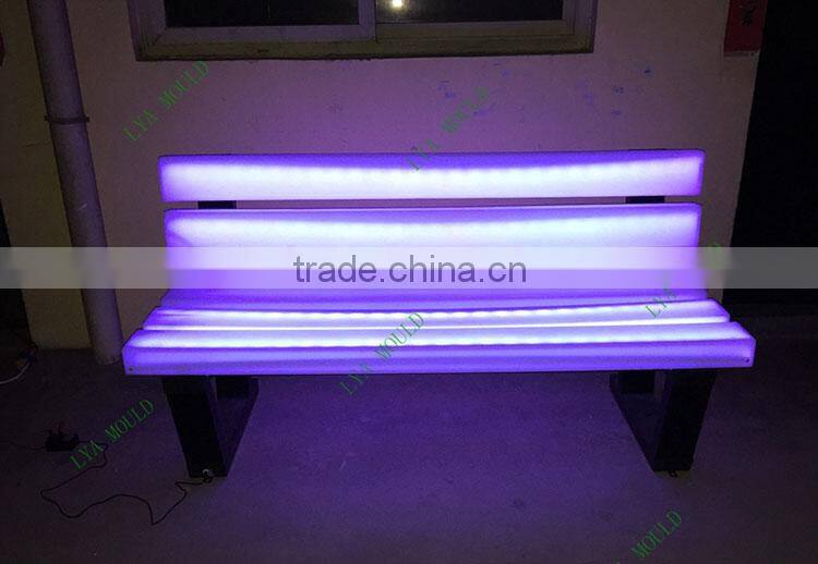 White color changed led light plastic garden bench