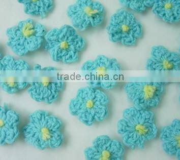 small blue crochet flower applique /wholesale crochet flower appliques for baby clothes