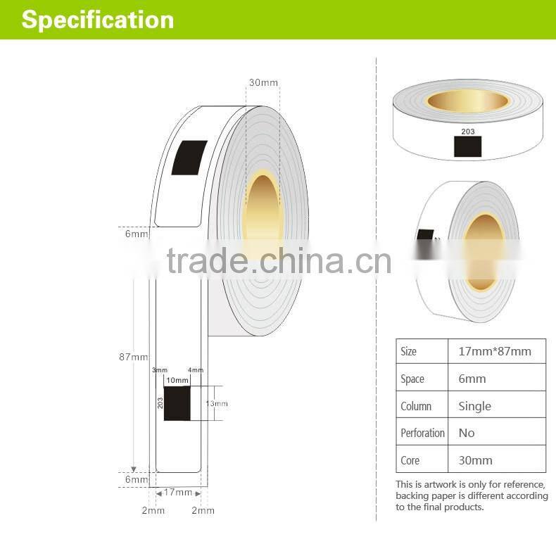 YORI black on white thermal sticker paper DK label 17mm*87mm*300