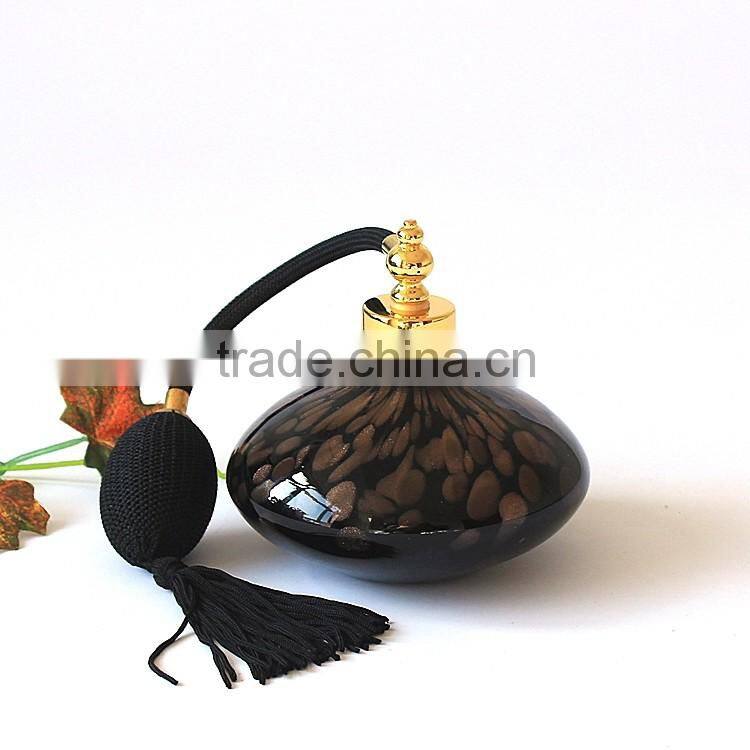 High-grade European and American Series Glass Airbag Pump Perfume Bottle & Empty Big Capacity Black Gold Point Decation Bottle