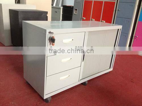 Tambour Door Steel Mobile Pedestal With 3 Drawers