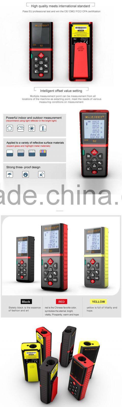 60m Digital Laser Distance Meter Rangefinder OEM Laser Measurer Handheld Laser Measuring Instrument