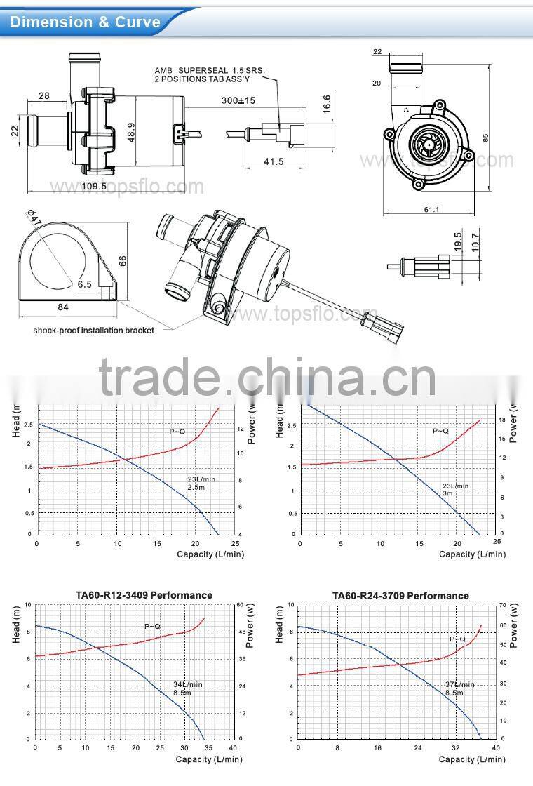 Professional Auto or Car 12V 24V DC cooling circulation pump turbo booster pump