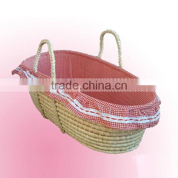 Natural soft straw woven carry or sleeping used moses basket baby