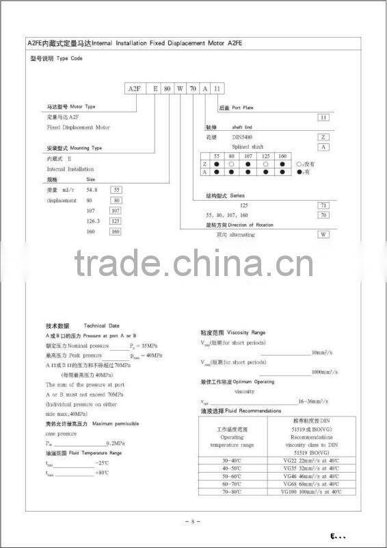 rexroth series axial piston motor rexroth hydraulic a2fe