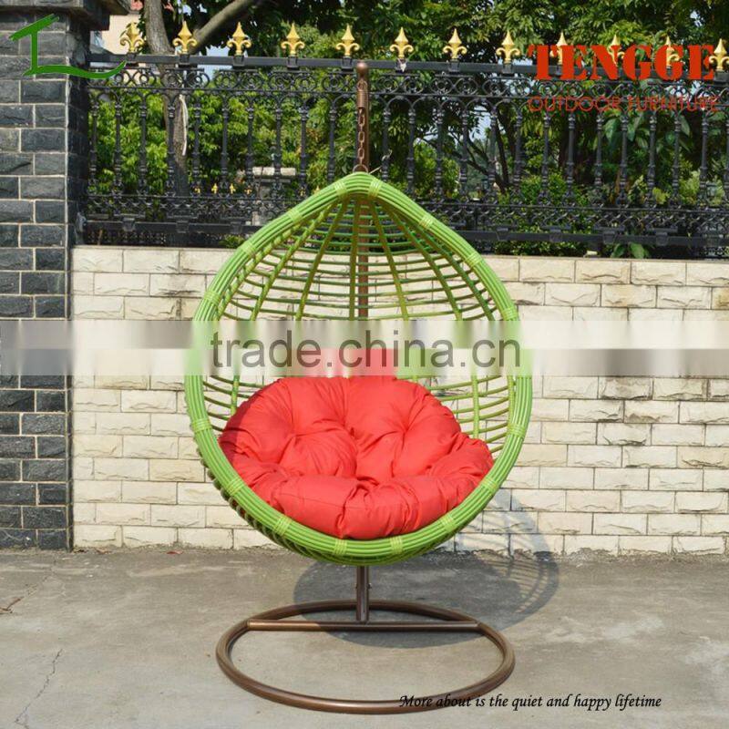 Single seat white rattan hanging chair for outdoor