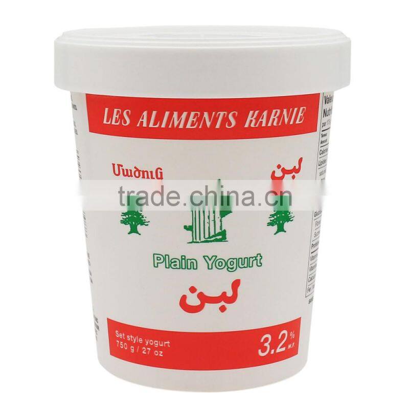750g High Grade plain yogurt cup with lid, Round yogurt cup in freezer