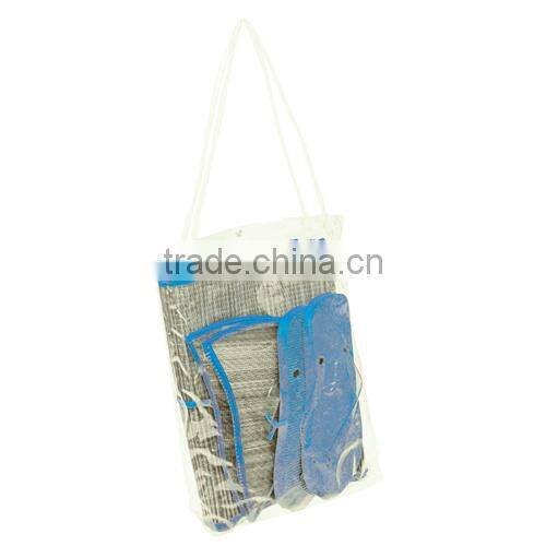 Folding straw beach mat set with flip flop and straw hat