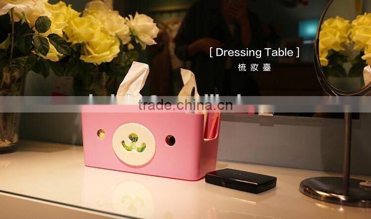 CY059 Multi-functional 4 colors Tissue Box Cute Bear Paper Holder With Storage Grid