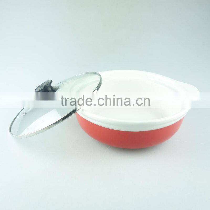 Color glazed ceramic soup tureen /cooking tureen with glass lid in stock