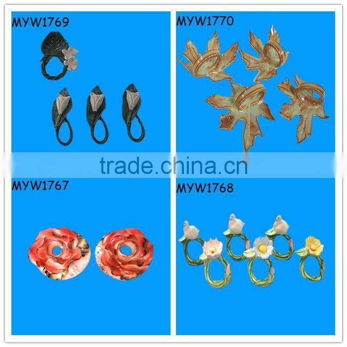 unique maple leaf porcelain fancy ceramic napkin ring