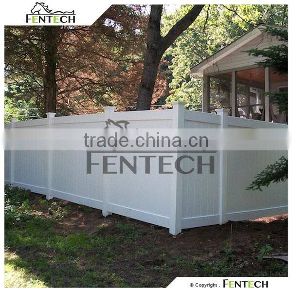 Fentech White Flat-Top Full Privacy Vinyl Fence For Yard, Garden, Hourse