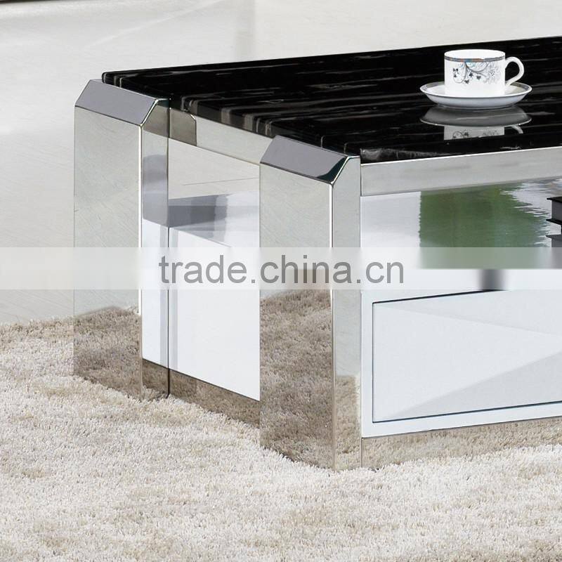 hot sale stainless steel base living room furniture marble top coffee table