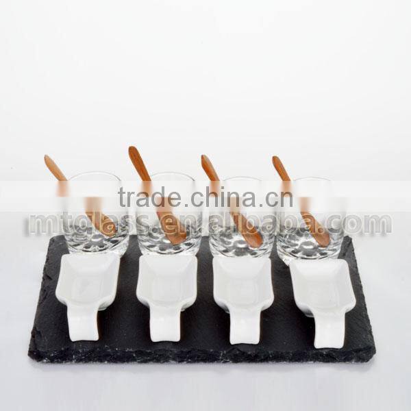 Novel high quality ceramic and glass ice cream serving bowl,long handle dessert spoon