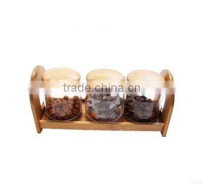 spice rack with glass jar, bamboo spice rack set, wooden spice rack