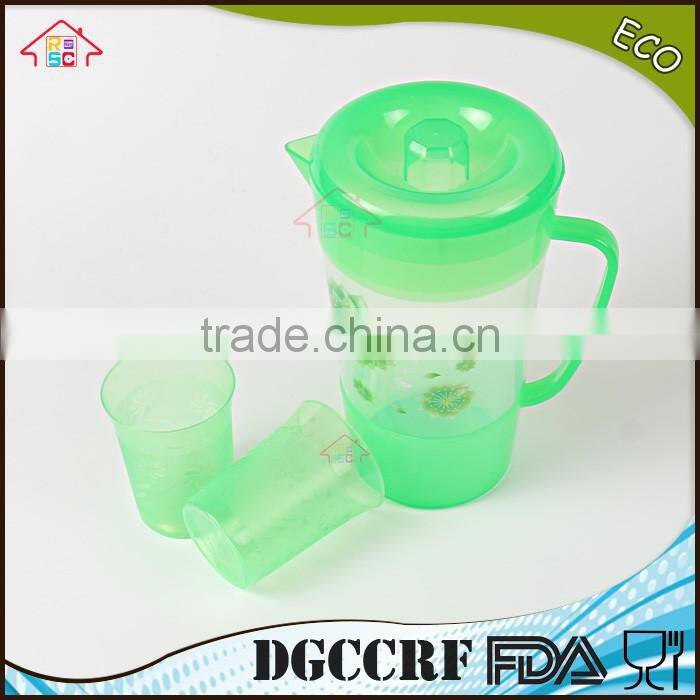 NBRSC Reusable PP Plastic Water Cup Teapot Set with Printing Set of 3