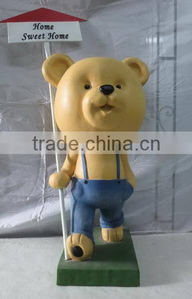 Home decoration fiberglass life size garden bear statue