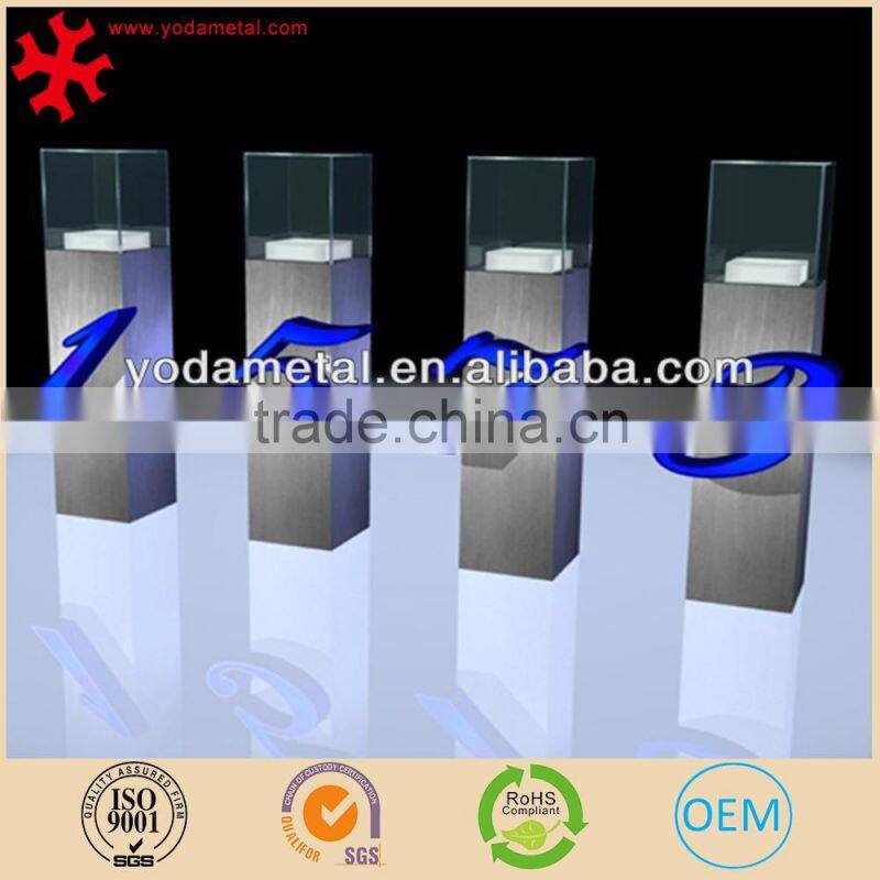 Lockable led light tempered glass jewelry display case cabinet