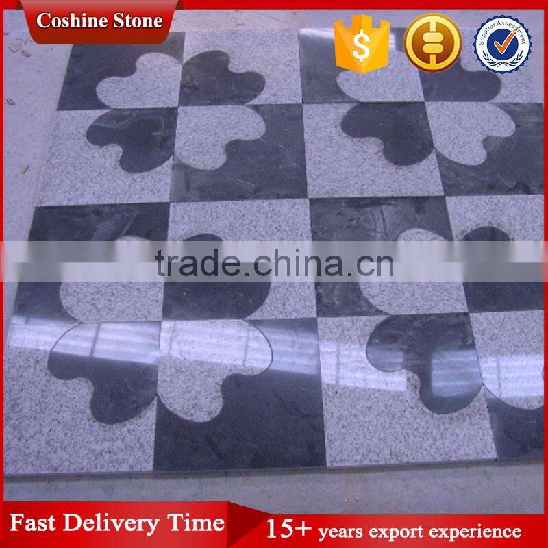 Natural G603 grey G654 black granite mosaic heart by heart floor tiles