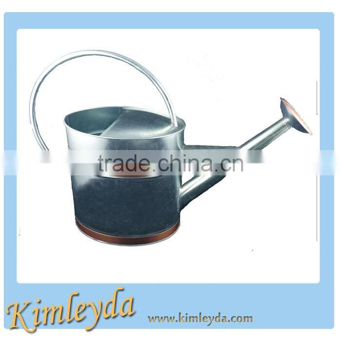 Galvanized Steel Watering Can with Copper Accents