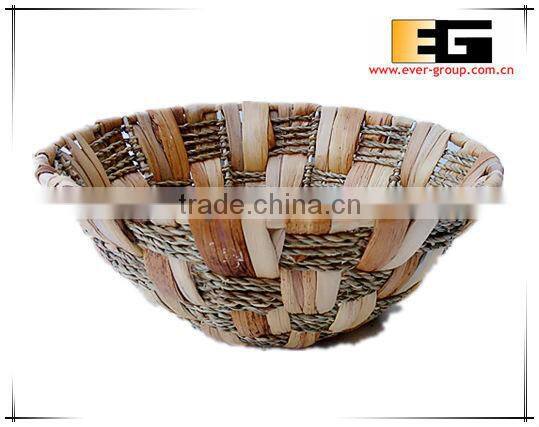 Round natural waterhyacinth and grass tray