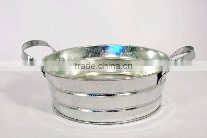 Round nature color with ear plant zinc pot