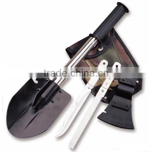 carry bag packing survival tools set for camping with saber,saw,exe and shovel