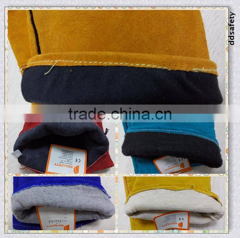 DDSAFETY Heat Resistant Cut Resistant One Piece Back Cow Split Leather Welder Gloves