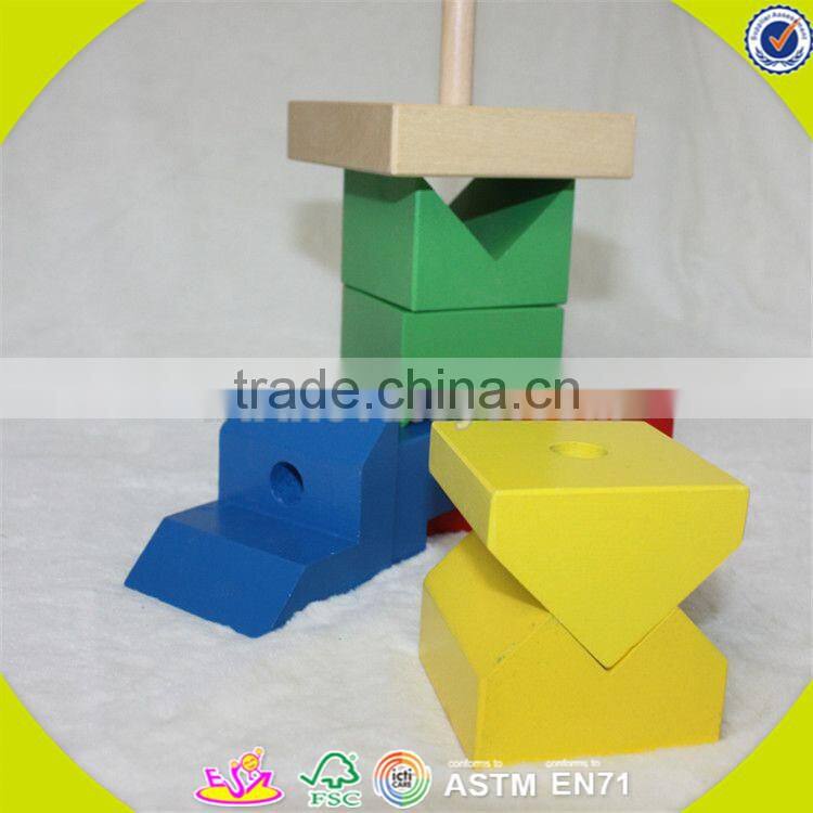 wholesale hot colorful baby wooden stacking blocks toy new fashion kids wooden stacking blocks game toy W13E070