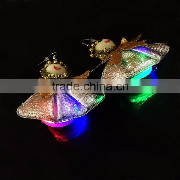 christmas angle lighted battery children earrings