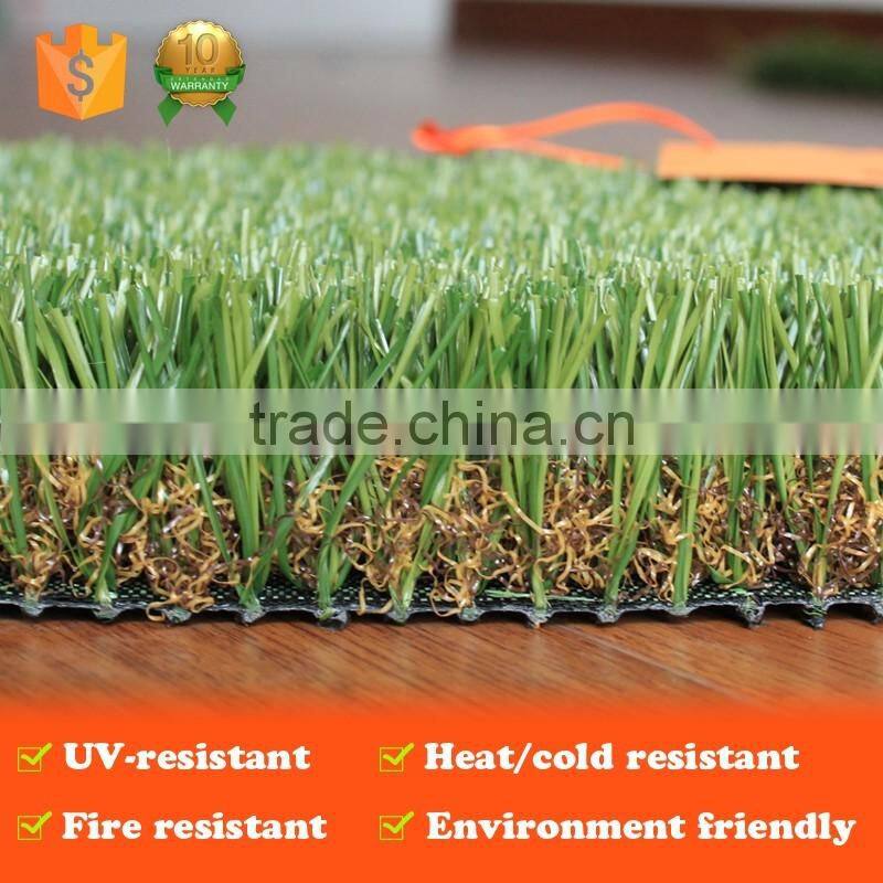 Luxurious soft artificial grass garden with good drainage system