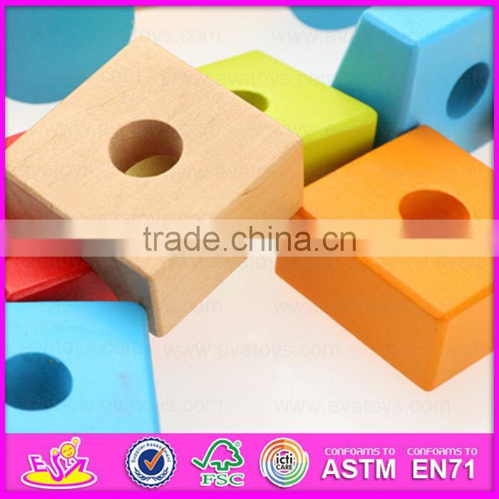 2015 Pull Shape Blocks Train Toy,Educational Pull Cart Wooden Blocks Train,New design wooden blocks small train pull toy W05C020