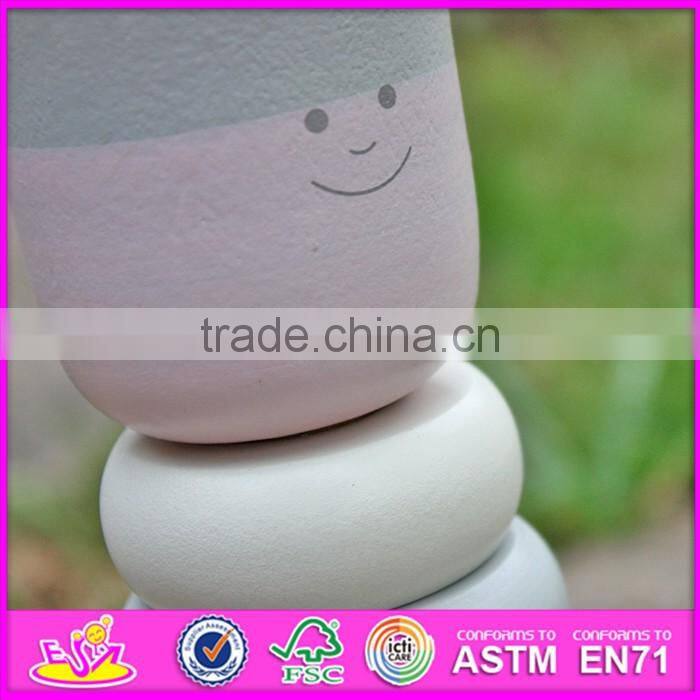 2016 new design crown wooden stacking rings toy for toddlers W13D129