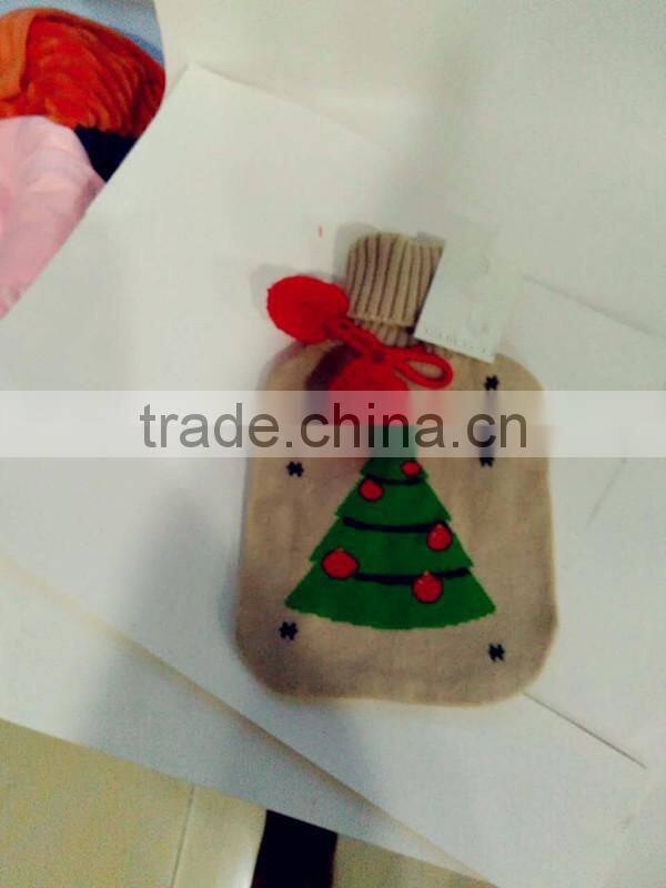 Christmas gift hot water bottle knit Christmas tree cover