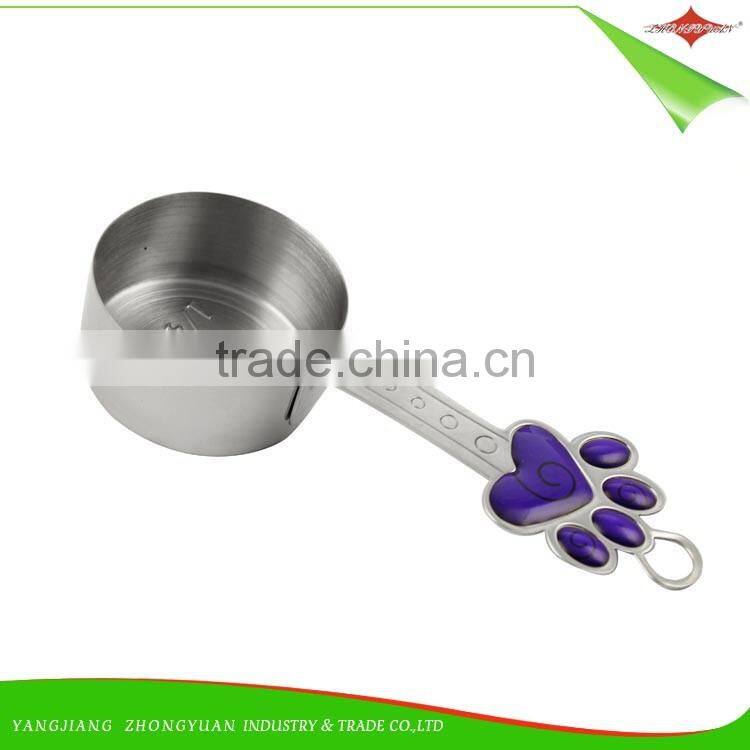 ZY-L1022 4pcs stainless steel measuring cup set with lovely doggy footprints handle